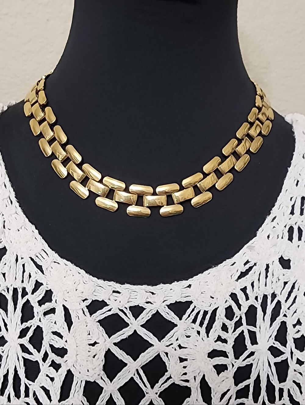 Chunky Panther Link Gold Tone Choker Necklace